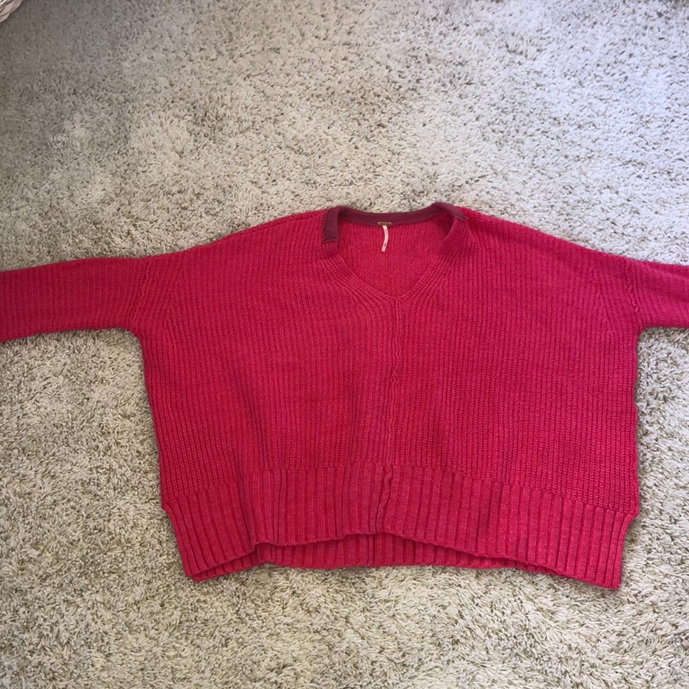 Hot pink over sized free people sweater